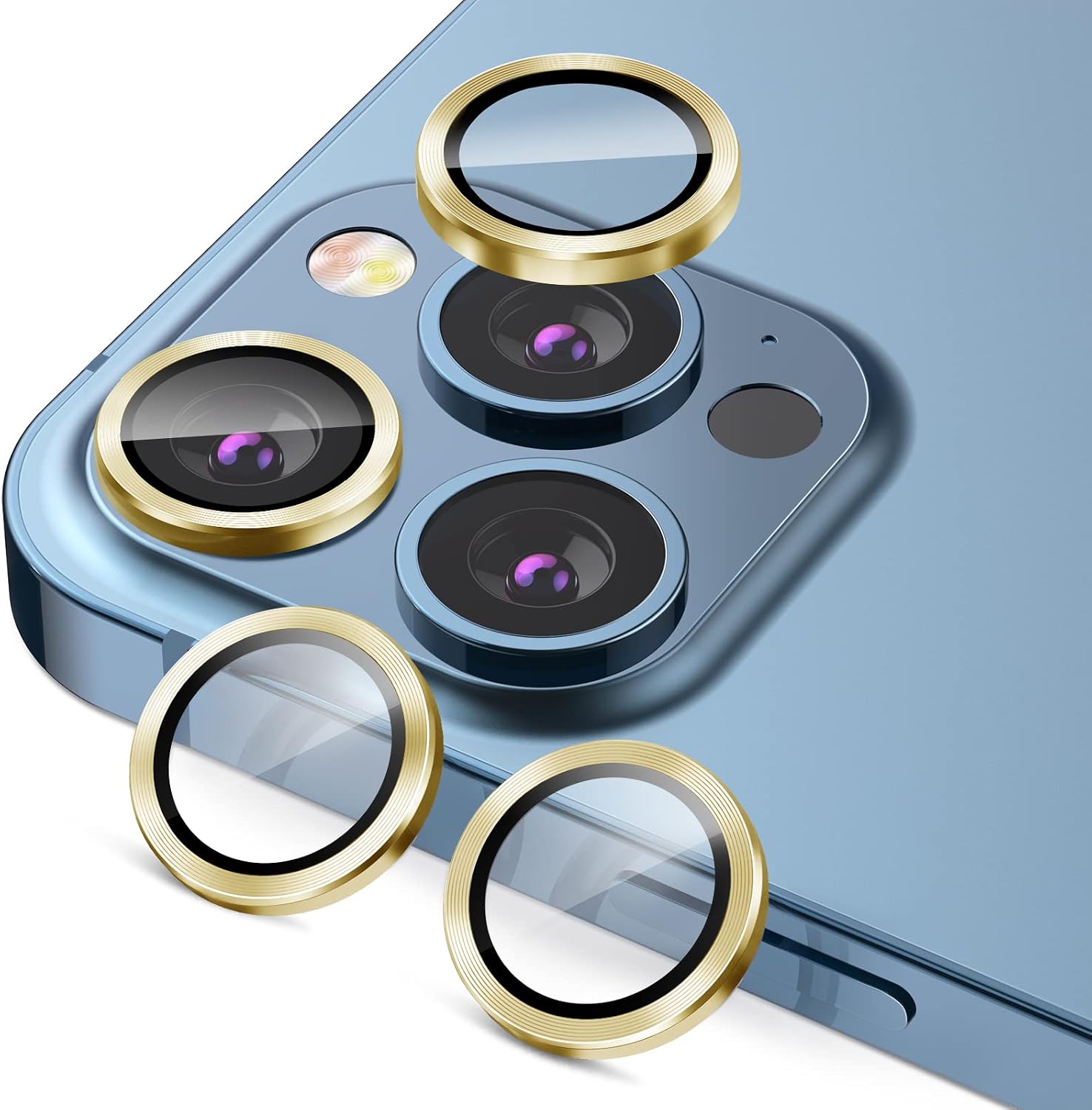 [4 Pack] for iPhone 14 Pro Max, iPhone 14 Pro Camera Lens Protector - HAPAW Anti Scrach 9H Tempered Glass Camera Cover Screen Protector, Shockproof Bling Metal Ring for iPhone 14 pro Lens Accessories