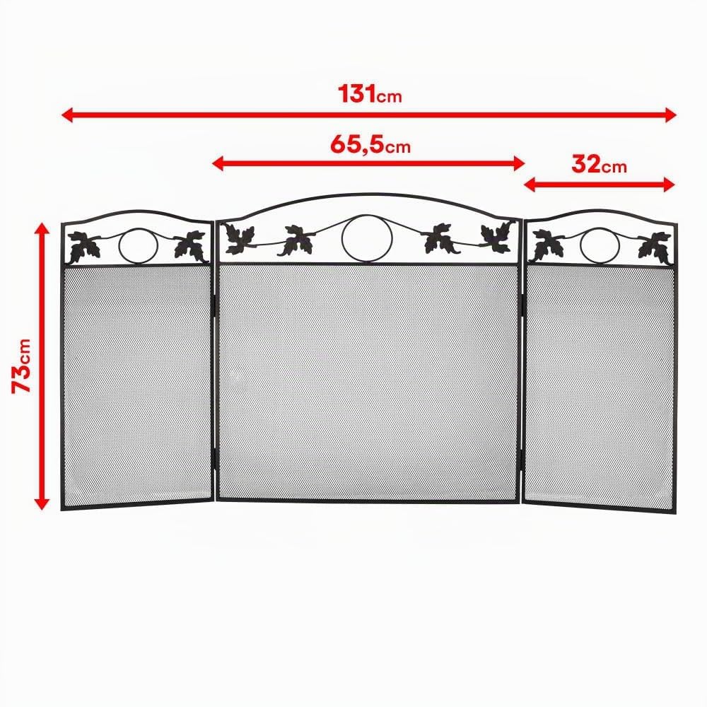 Grille de protection cheminée - Pare feu cheminée - Pliable 3 panneaux - Longueur 131cm - Hauteur 73cm - Acier - Décoratif