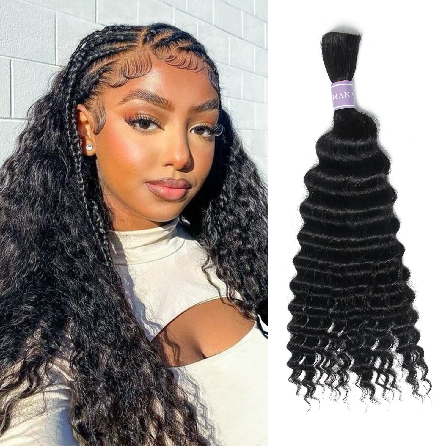Cabello Humano A Granel De 20 Pulgadas Para Trenzar Extensiones De Trenzas De Cabello Onda Profunda Cabello Humano No Weft Micro Trenzado Cabello 100G