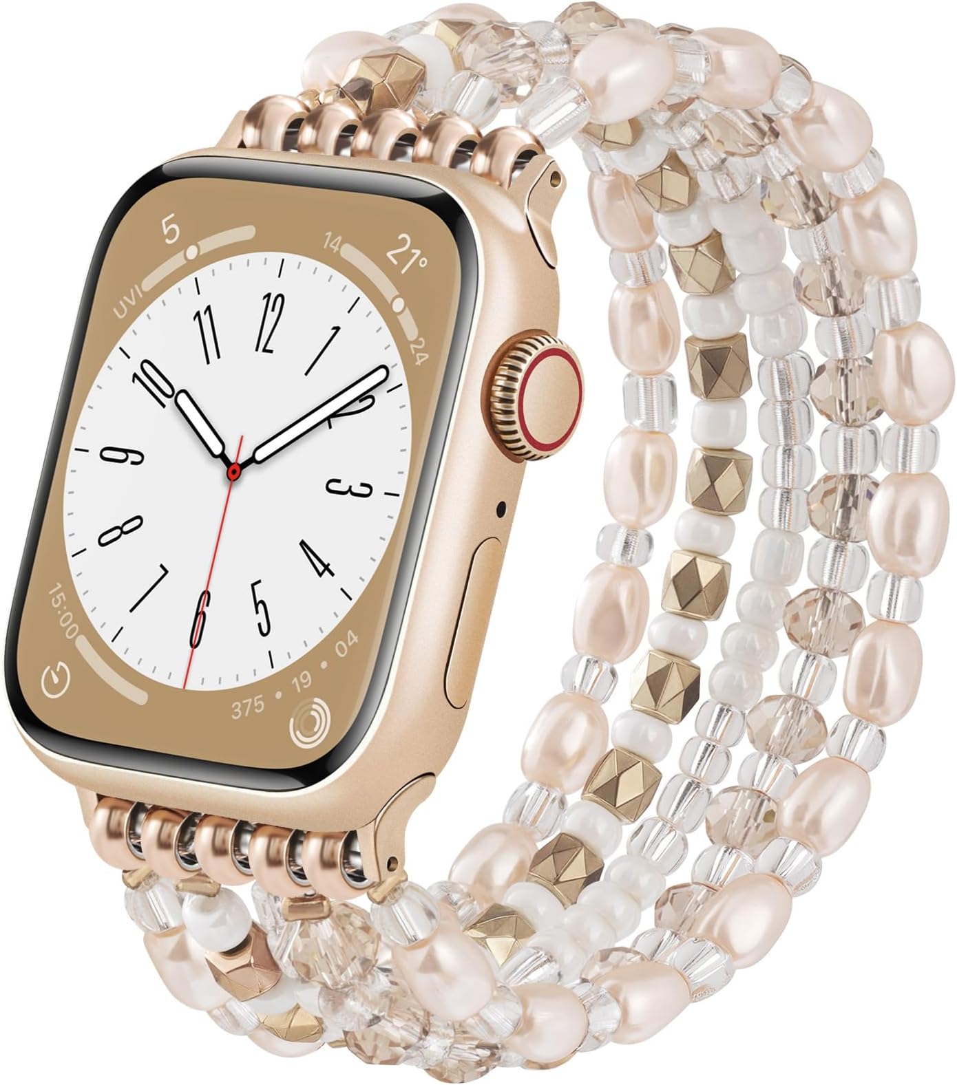VISOOM Beaded Boho Bracelet For Apple Watch 10/11 Se(3rd Gen) Bands Women 46mm 45mm 44mm 41mm, Pearl Wrap For Cute Stretchy Fancy Apple iWatch iPhone Series11 10 Se 9 8 7 6 5 4 3 2 1 Watch Straps Band