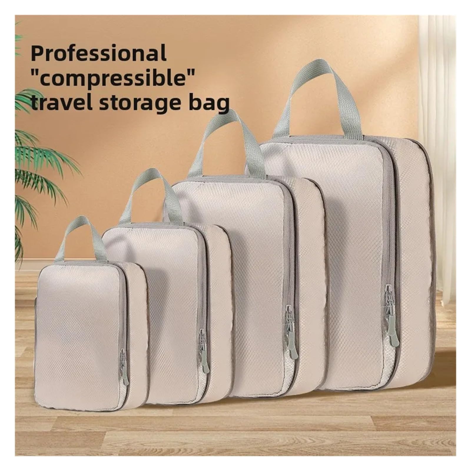 Organizer Valigia Set di borse portaoggetti a compressione impermeabili, organizer in rete nylon for viaggi, campeggio e cubi for riporre bagagli nell'armadio casa(Blue)