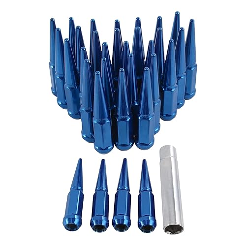 Miniatura 7 de Tuercas Spike 916-18 32 piezas de asiento de cono azul con 1 llave de enchufe de repuesto para Dodge Ram 1500 2500 3500 1994-2011 Ford F250 F350