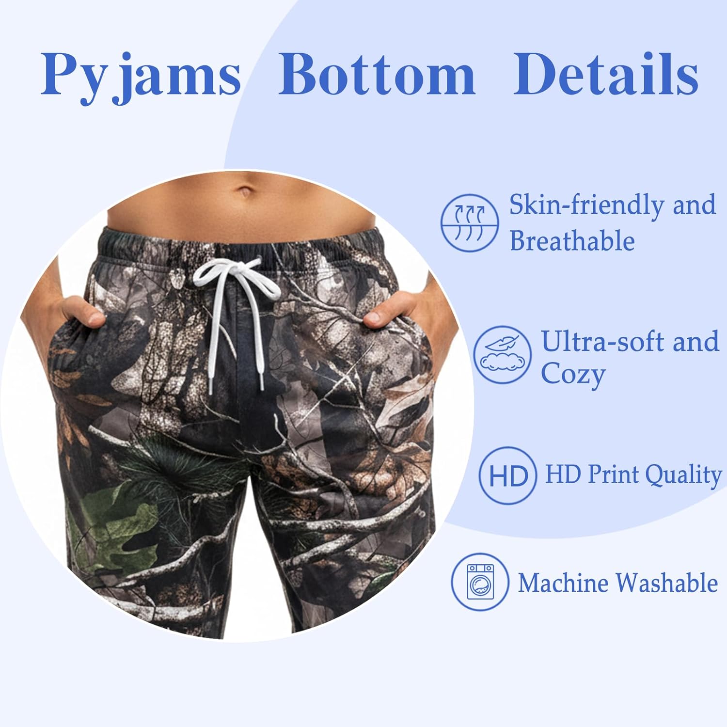 KOYI Camo Pajama Pants, Realistic Camouflage Print Lounge Pants, Cozy Unisex Sleepwear for Men Women, Novelty Pajama Bottoms - Image 3