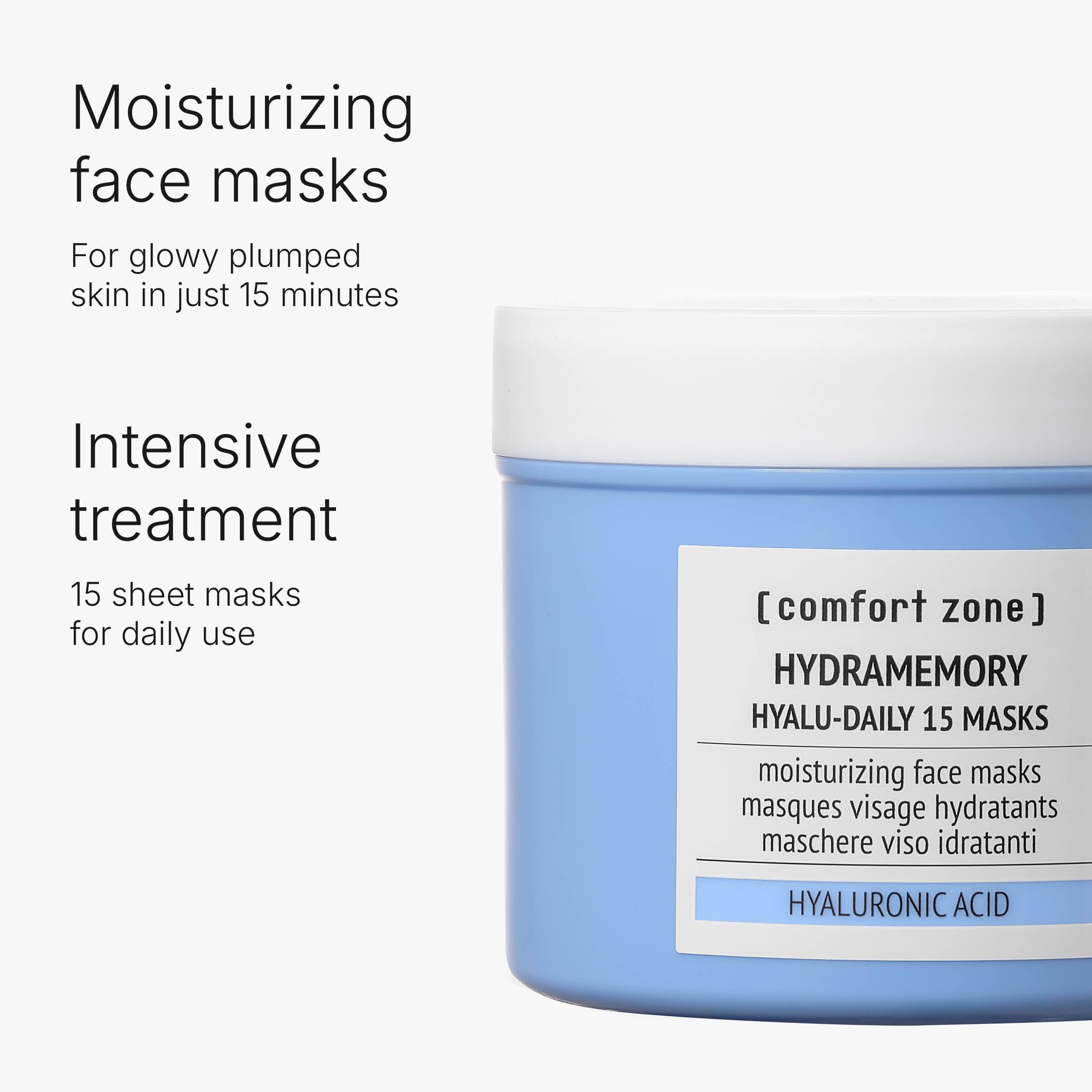 Hydramemory Hyalu-Daily 15 Masks – Masques Visage Hydratants à l’Acide Hyaluronique | Comfort Zone