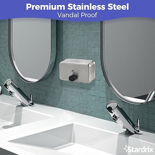 Miniatura 5 de Dispensador de jabón de pared de acero inoxidable resistente, 37.2 fl oz37 onzas, con forro a prueba de corrosión y bomba antifugas para uso