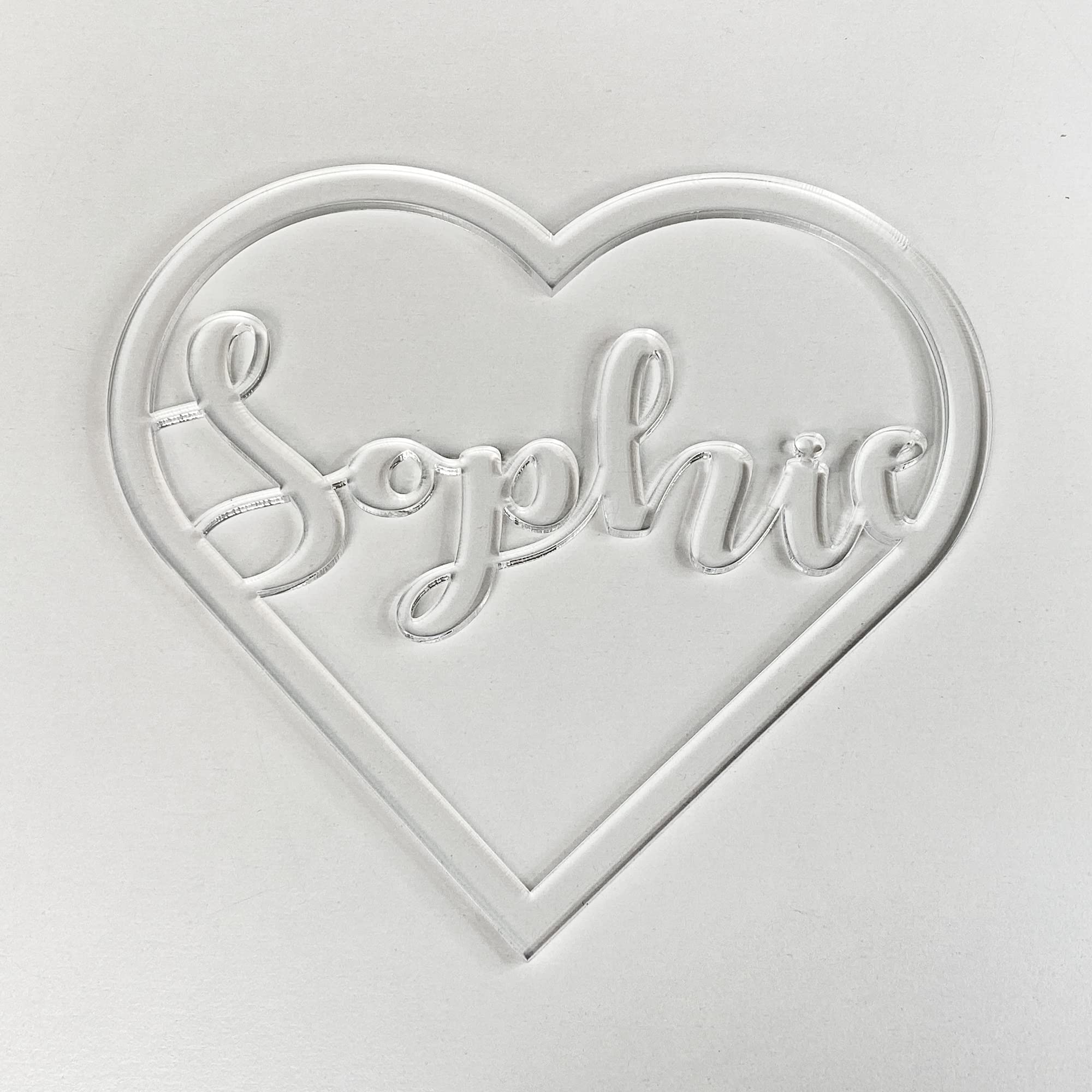 Personalised Any Name Text Wooden Colour Hoop Acrylic Mirror Floral Wedding Wreath Hanging Door Sign Wall Decoration Plaque Heart (Clear Acrylic, 60)