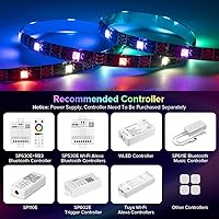 Vista 3 de SEZO WS2812B Tira de luz LED 16.4FT 30PixelM 150LEDs DC5V Tira de LED direccionable individual SMD5050 RGB Color de ensueño Tira de luz LED