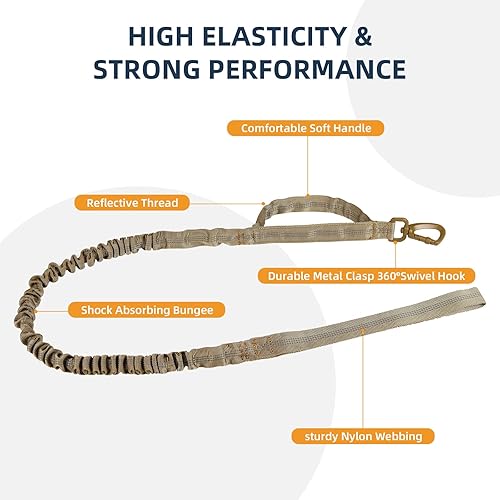 Miniatura 3 de Collar táctico para perro, collar ajustable de nailon para entrenamiento militar con mango de control, hebilla de metal resistente para perros