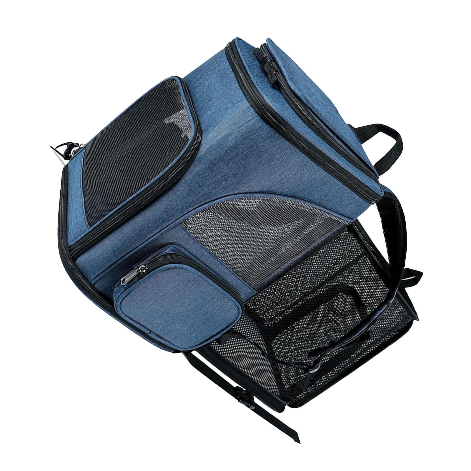 Zaino Porta Gatti Impermeabile Espandibile, Zaino per Animali Domestici con Finestre in Rete Traspirante, con Scomparti Multipli con Design Pieghevole, Ideale per Animali Domestici di (BLUE)