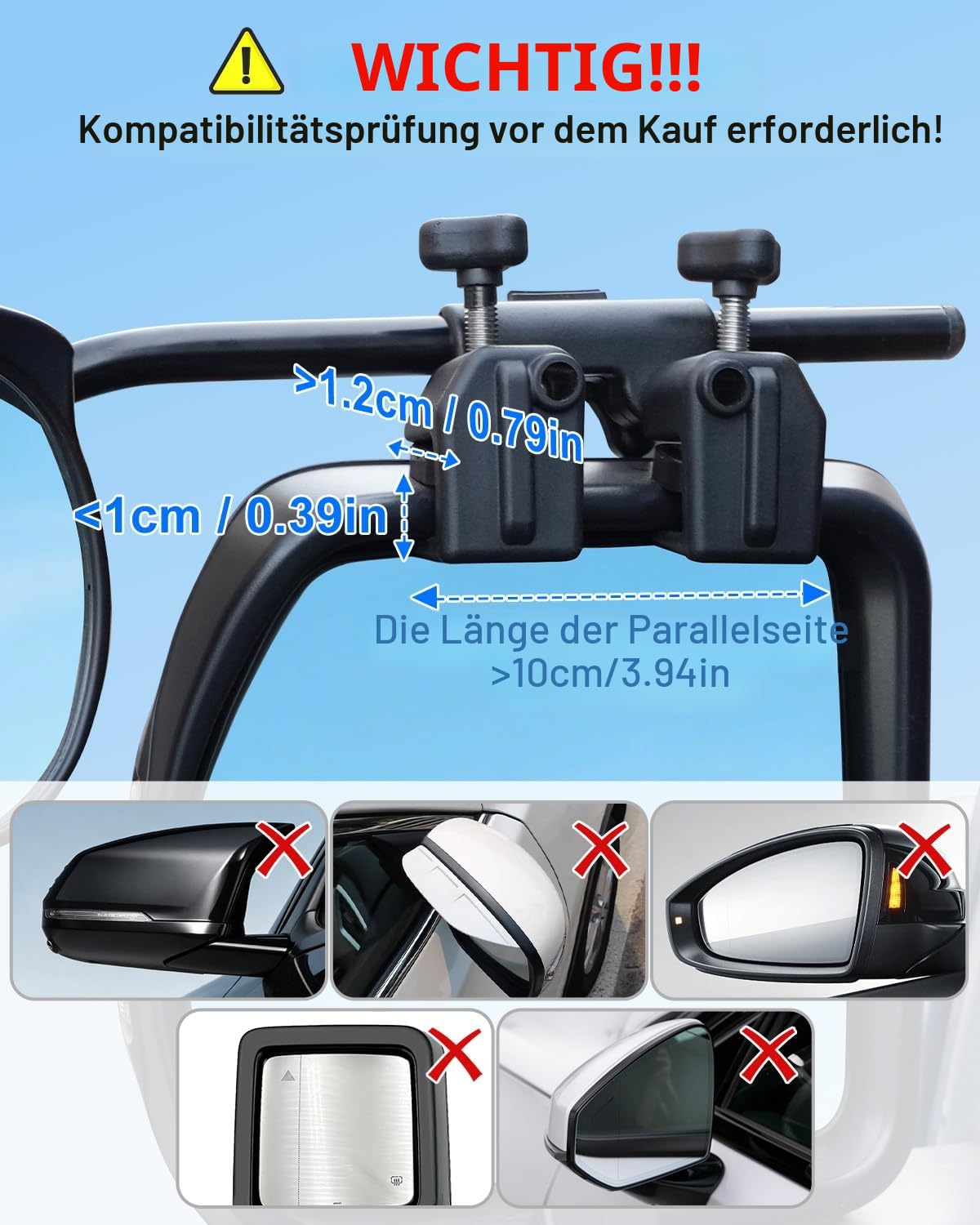 SUPAREE Wohnwagen Spiegel Auto Zusatzspiegel Wohnmobil Außen Aussenspiegel Wohnwagen Universal Konvexspiegel mit Regenschutz Sonnenblende für Alle Gängigen Fahrzeugtypen (2 Stück)