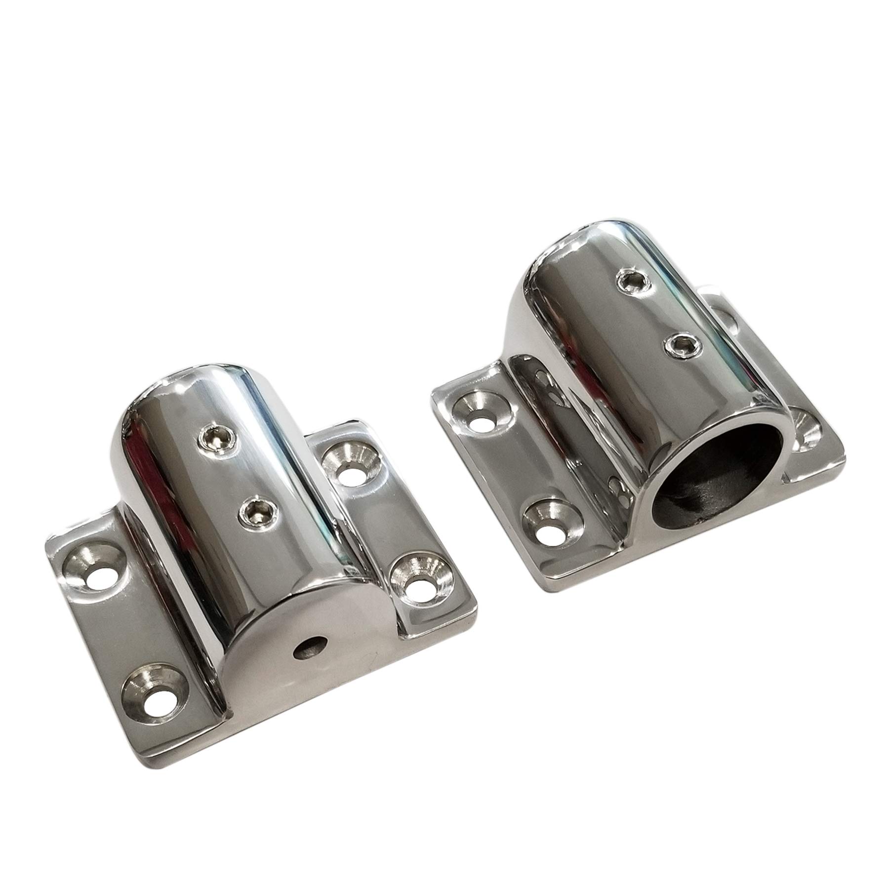 keehui Pair of 316SS Marine Grade Casting Boat Yacht Hand Rail Fitting 90 Degree Rectangle Stanchion Base Mount Hardware for 7/8''(22mm) Tube