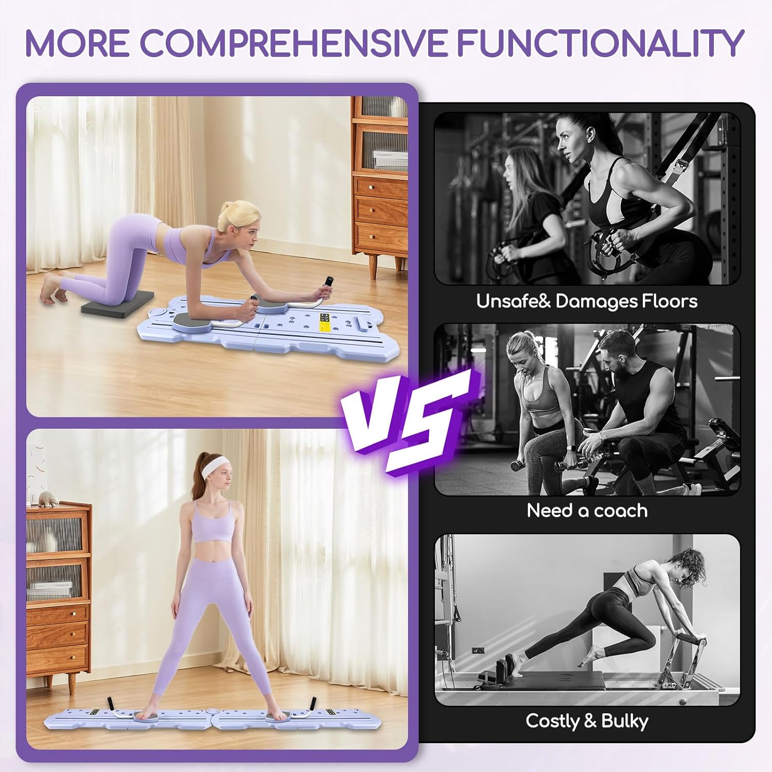 Pilates Board, Multi-Functional Ab Roller Board, Foldable Pilates Board with Automatic Rebound, Upgraded Pilates Reformer Machine, Full Body Pilates Workout Equipment for Men Women - Image 6