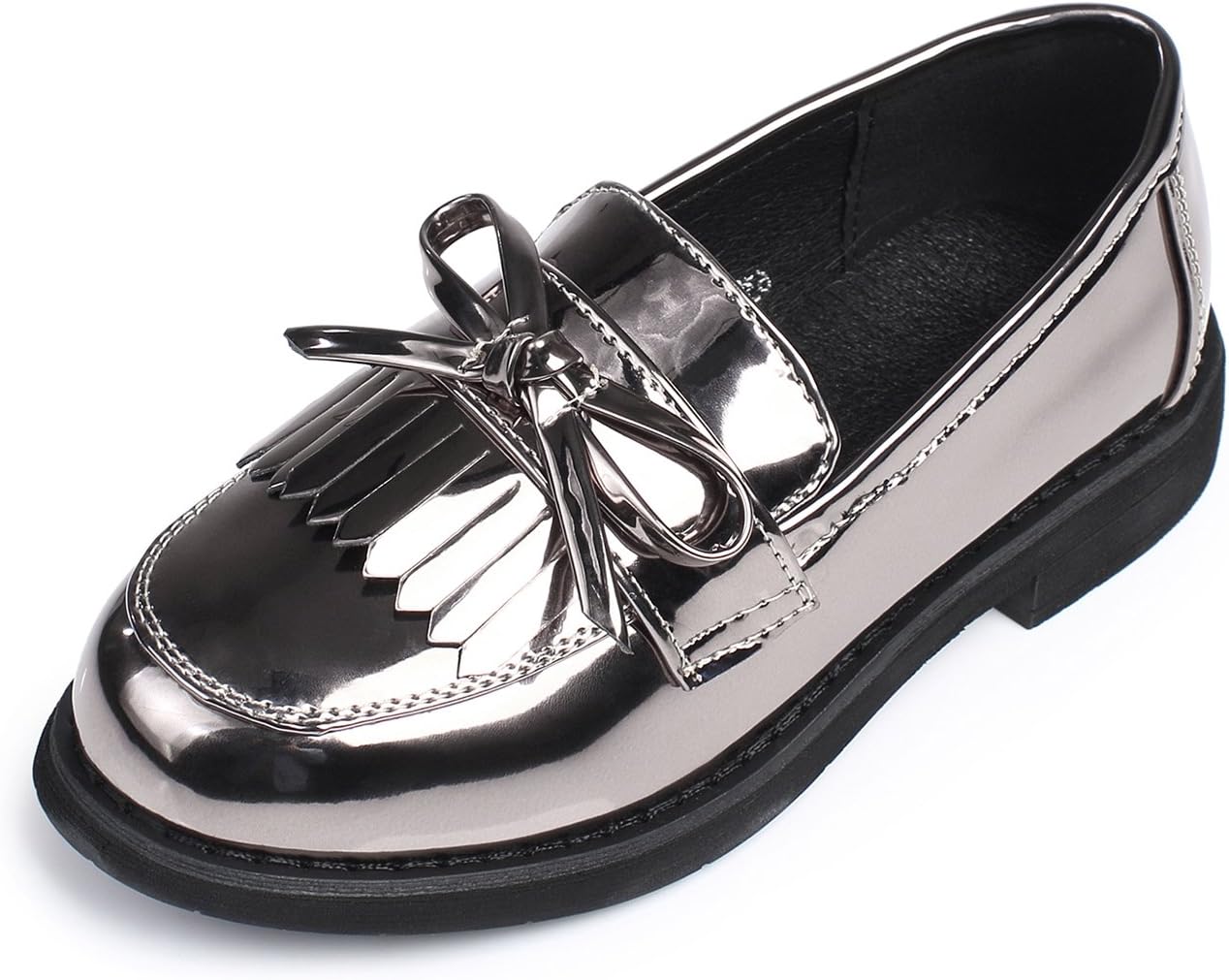 Alicorn Girl's Silp On Loafer Shoes Patent Leather Flat Shoes