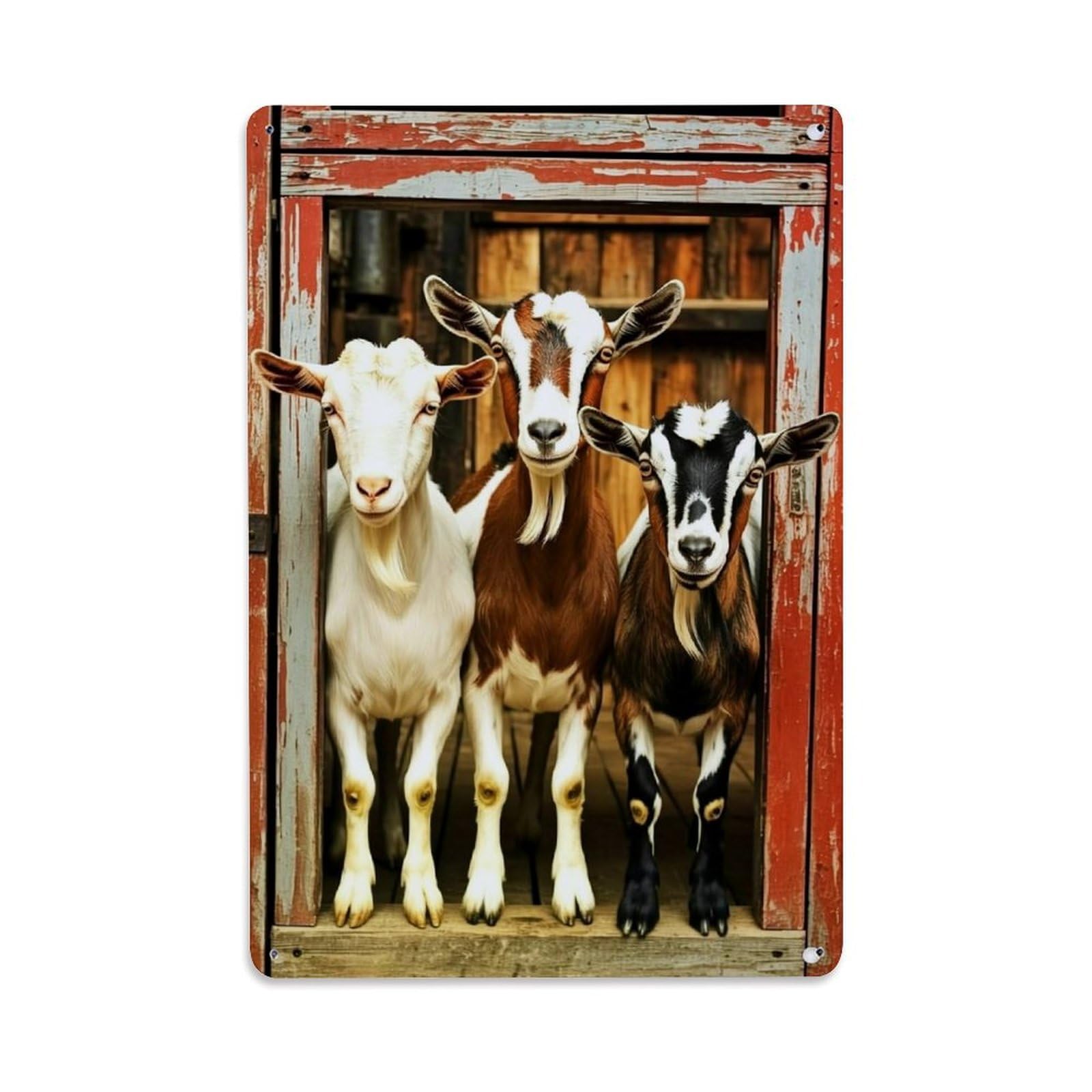 Goat Farm Animal Pattern Print Retro Metal Tin Sign, Vintage Decor Art Poster for Bar, Home, Man Cave, Kitchen, Laundry Room Gift 8x12Inch