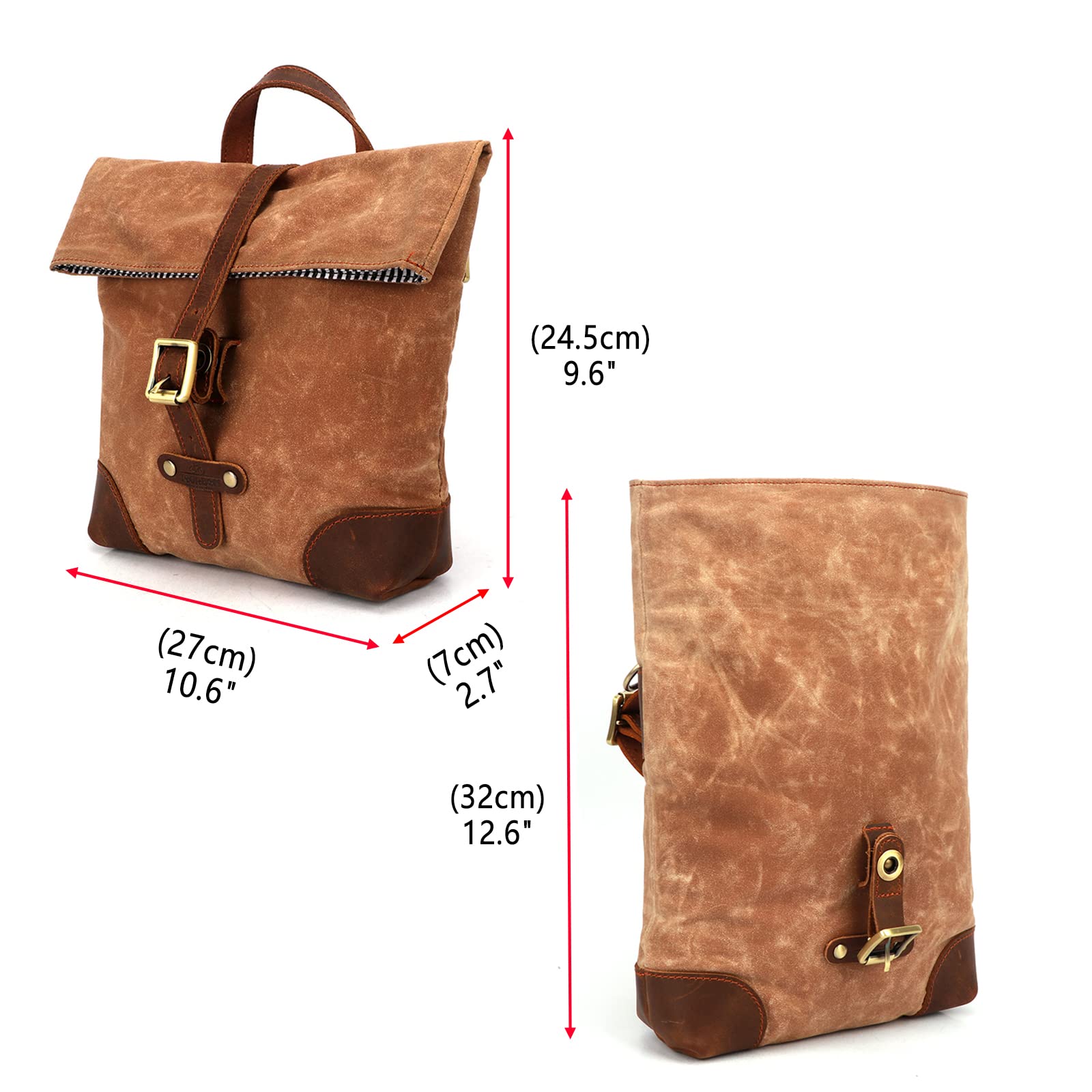 Tourbon T-TB1250CA - Borsa da sella per bicicletta, in tela cerata, 27 x 7 x 24,5 cm, colore: Marrone