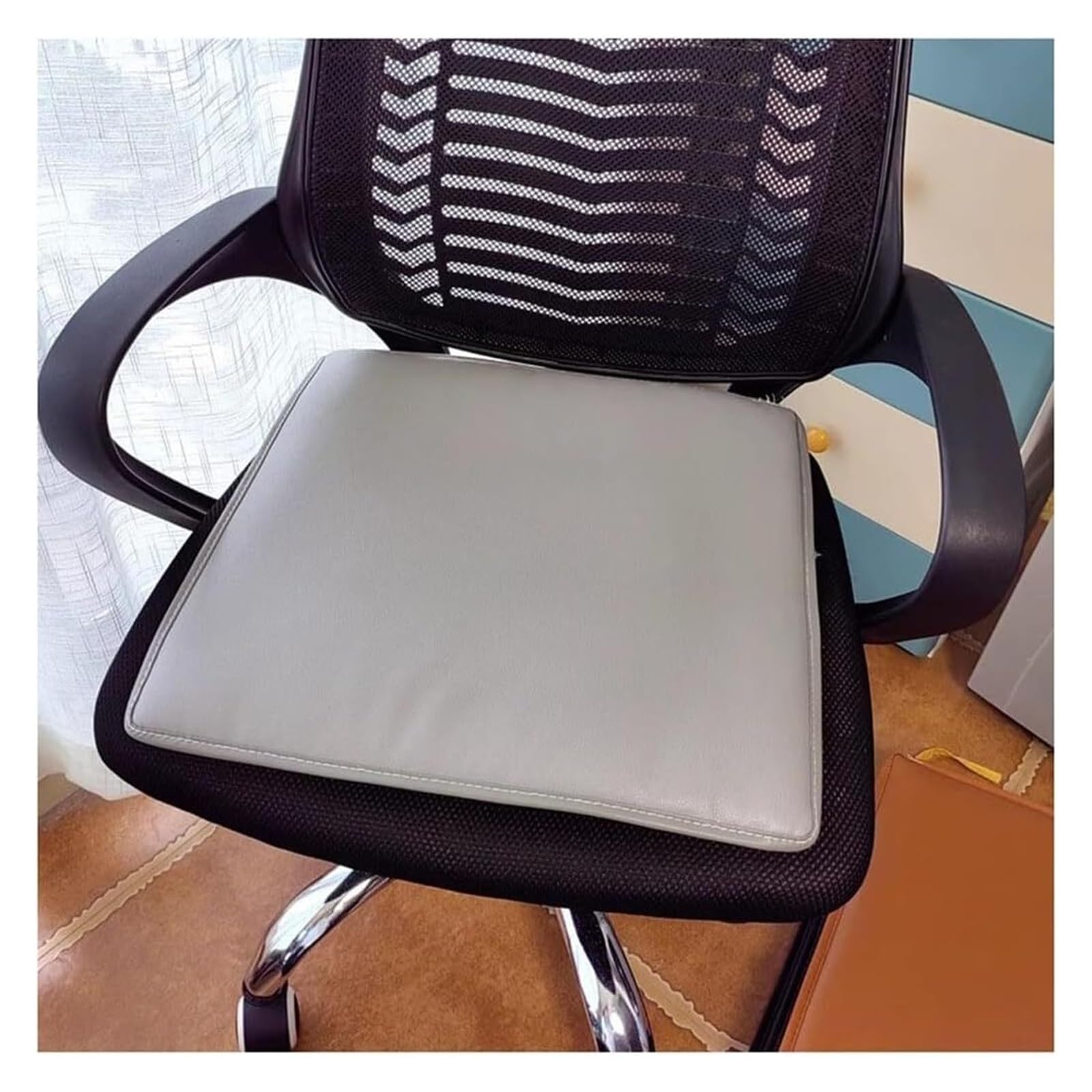 ksxnkhk (Set Of 1/2/4) Waterproof Faux Leather Seat Cushion, Dining Chair Cushion Non-slip Office Chairs Square Cushions(Grey,45 * 45cm(Set 1))