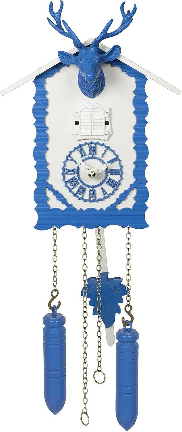 Trenkle Quartz Cuckoo Clock with Music and Deer Head, Blue TU 360/20 QM Blau