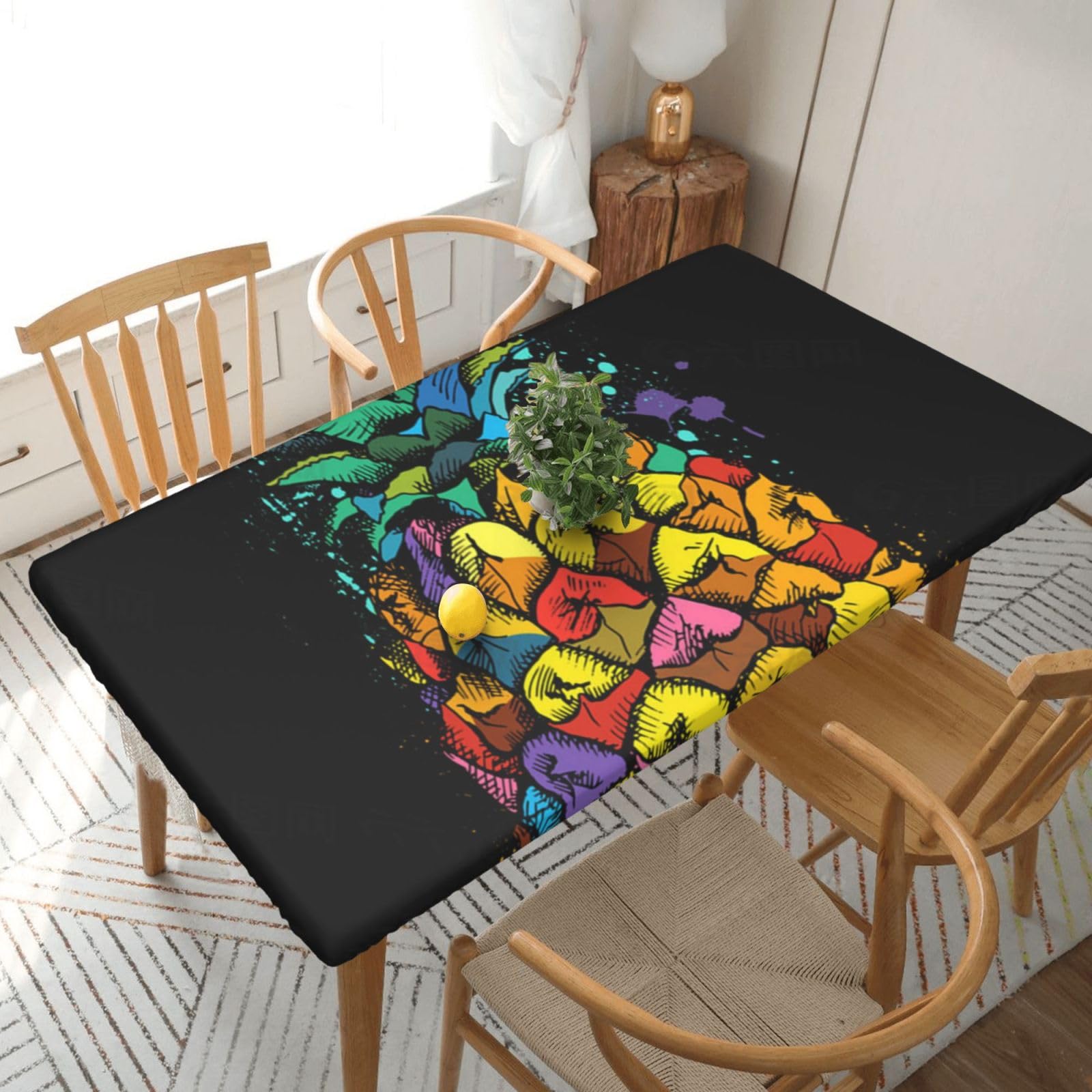 BNVSADC colorful Pineapple Printed 5FT Tablecloth Polyester Kitchen Water Resistant Table Cloth Dining Table Decoration Table Covers, 152x76 CM