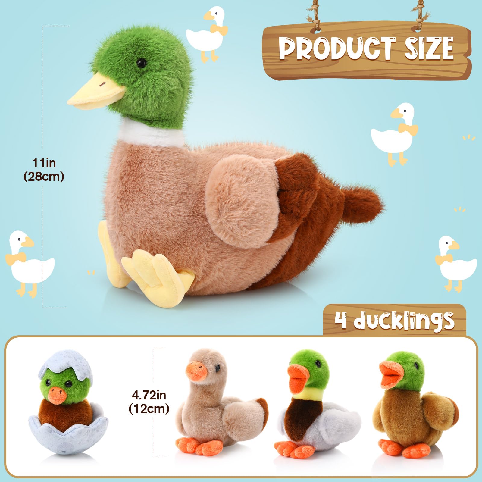 Amazon.com: Zomiboo 5 Pcs Duck Plush Set - Mama & 4 Baby Ducklings