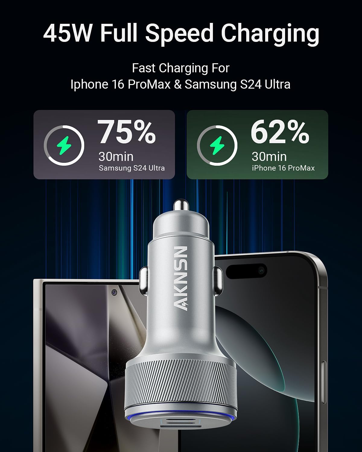 iPhone 17 USB-C Car Charger, 167.5W Max 3-Port Type-C Fast Charging Cigarette Lighter,Charger Adapter for iPhone 16/15/14/13,Samsung S24/S23/S22,Pixel,iPad Air,AirPods,Android