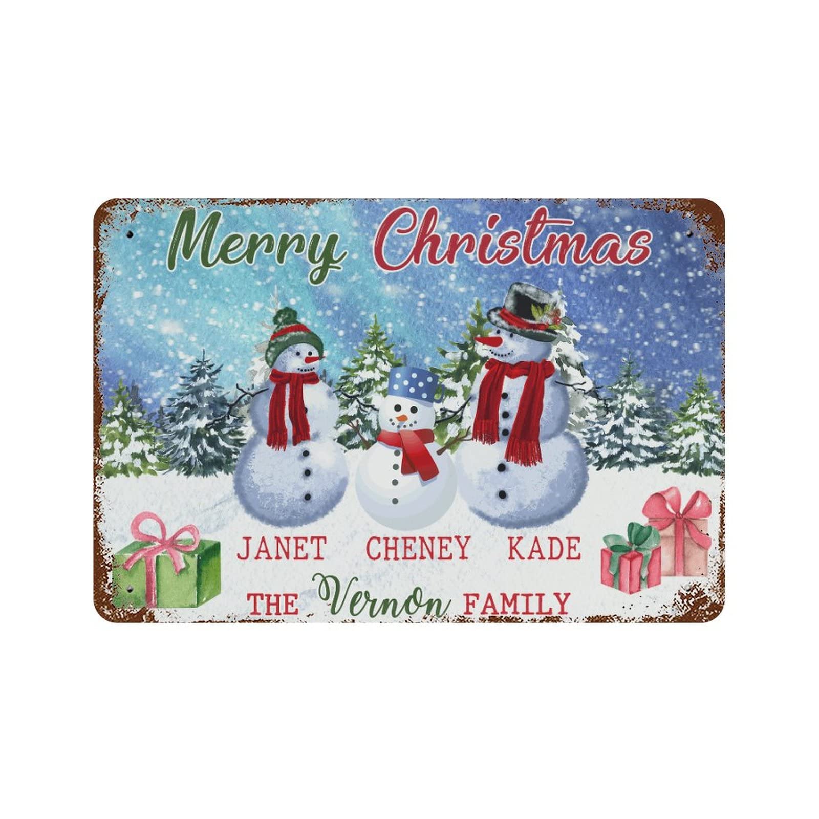 Panneau Merry Christmas rétro en métal pour déco de bar et chambre