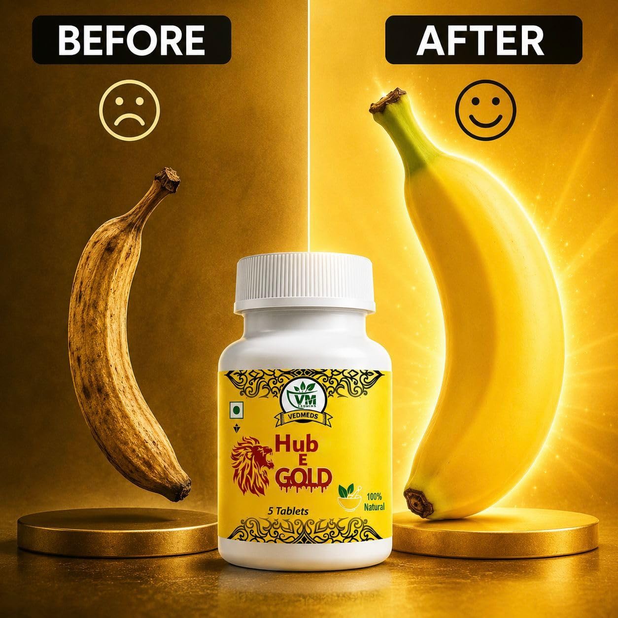 Hub E Gold Ayurvedic Tablets for Men | Herbal Man Vitality & Energy Timing Supplement | Daily Wellness & Stamina Support Formula | 10 Tablets — Amazon image 4