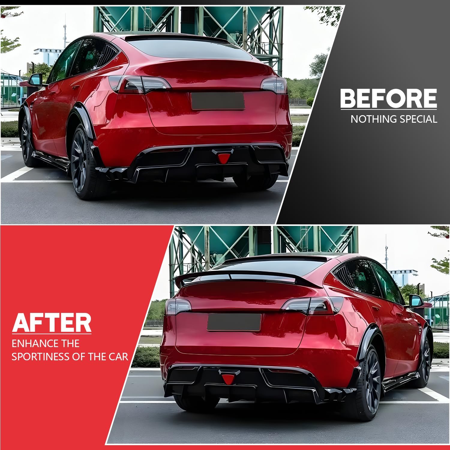 Rear Spoiler for 2020-2024 Tesla Model Y, High Performance GT Style ABS Rear Trunk Wing 3M Tape No Drill Top Back Spoiler Tesla Model Y Body Kit Exterior Accessories (Gloss Black)