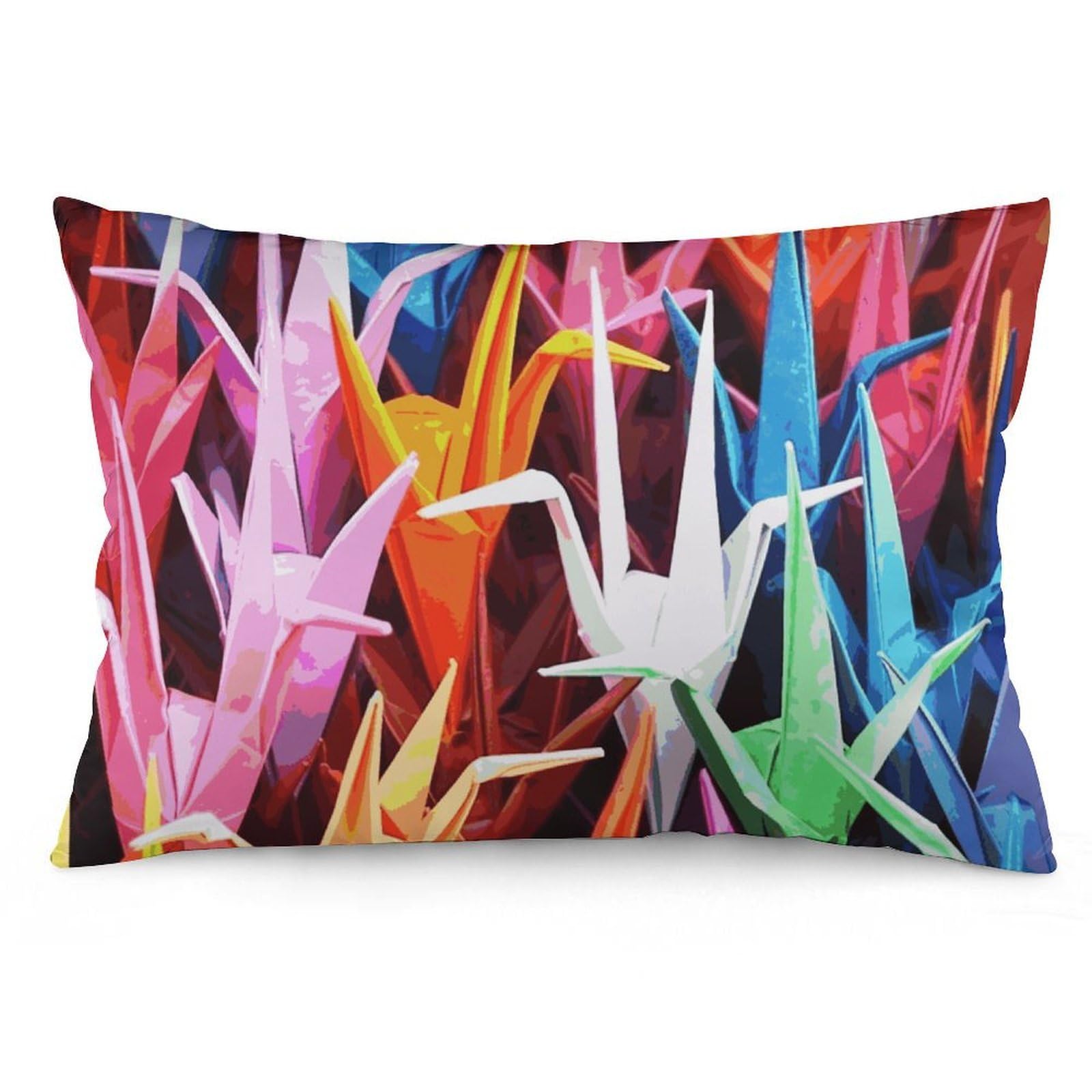 Velvet Pillowcases Standard Size 12 "x20, Ultra Soft Breathable Pillow Cases for Bed, Luxury Cozy Fuzzy Pillow Shams, Lumbar Pillow Cover, Origami Paper Cranes Cushion Case Home Decor