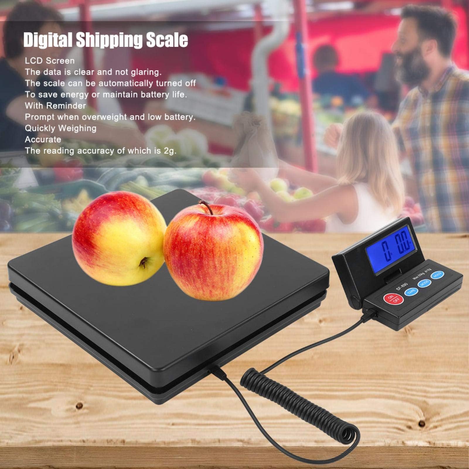 Báscula digital para envíos postales, balanza grande de 50 kg/2 g para paquetes con pantalla LCD, alta precisión, servicio pesado, buena báscula, apagado automático, pesaje rápido(YO)