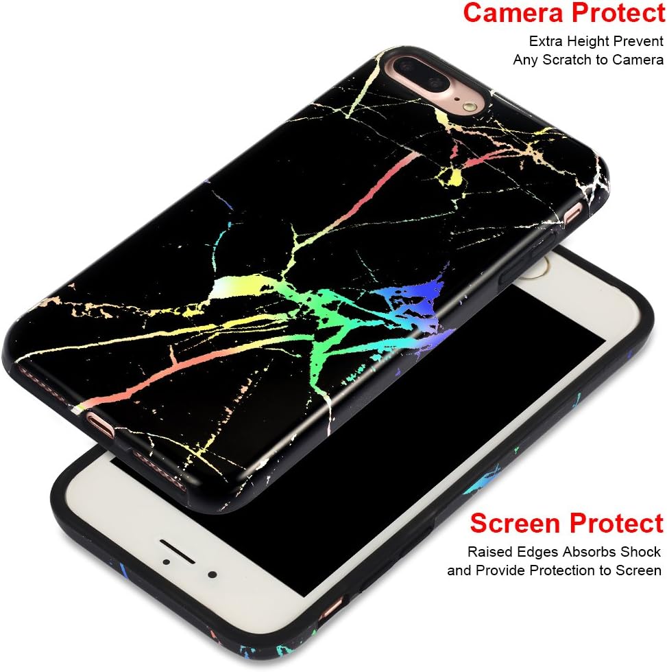 GOLINK iPhone 7 Plus Case for Girls/iPhone 8 Plus Marble Case, Glossy Laser Series Slim-Fit Ultra-Thin Anti-Scratch Shock Proof Dust Proof Sparkling Shiny TPU Case for iPhone 7/8 Plus 5.5"-Laser Black