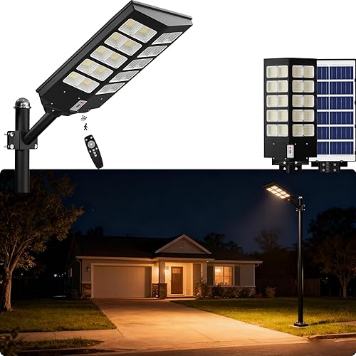 Miniatura 1 de Luces solares de calle de 6000 W, luz de pared con sensor de movimiento para exteriores, 400 piezas LED verdaderas, 60000 lm, luces solares de gran