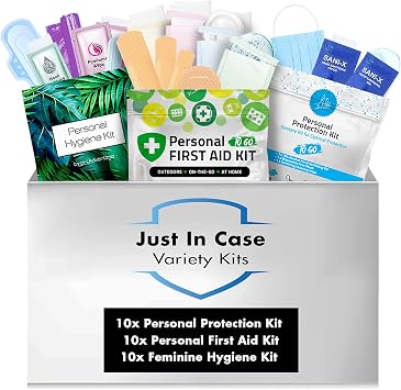 Just in Case Variety Pack | 30 Assorted Individual Personal Kits | Give the Gift of Convenience with These Charity Kits | Natural Disasters, Homeless, Friends and Family in Need Green Fern & Green