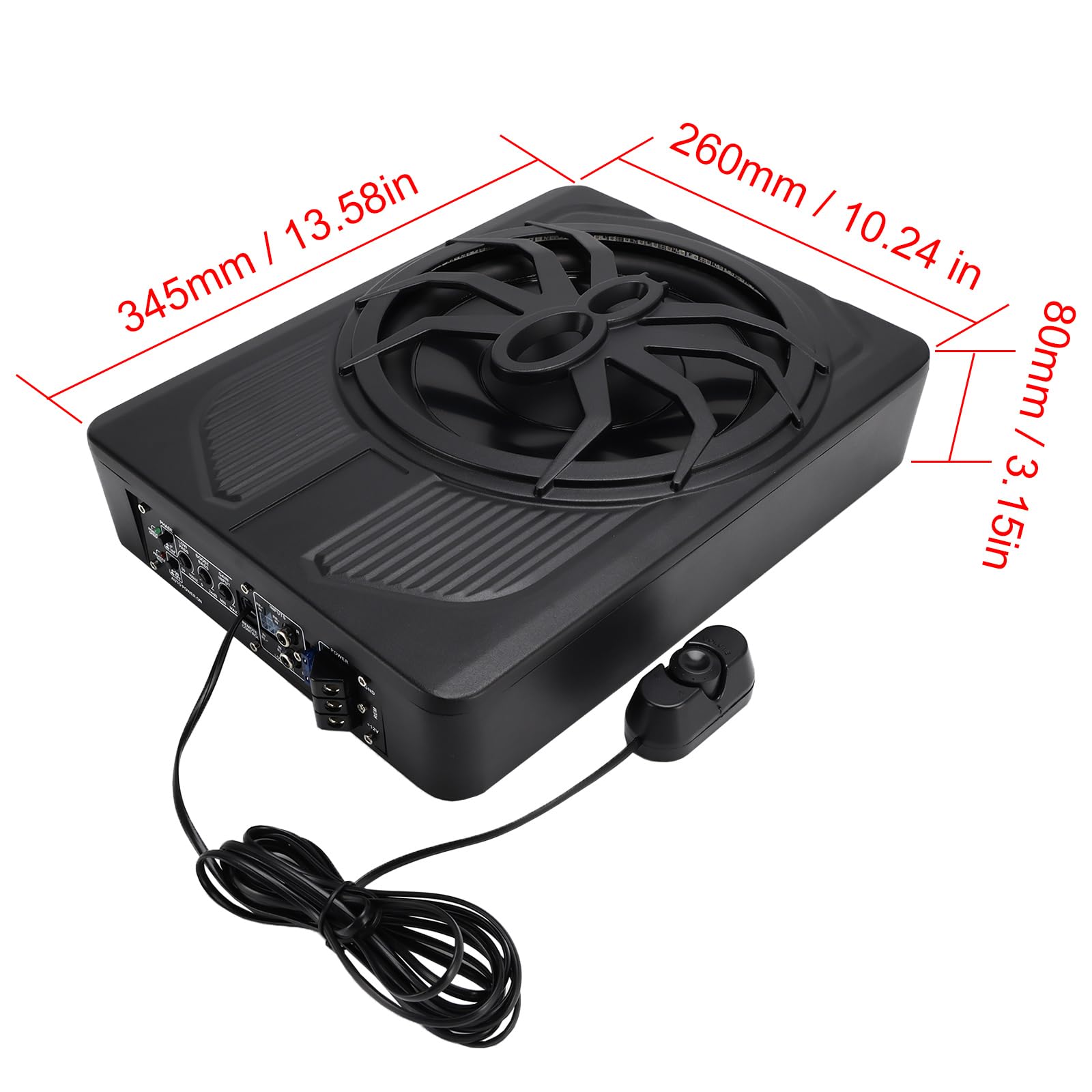 Topteng 10" 12V Slim Under Seat Powered Car Subwoofer with 1200W Max Power, Built-in Amplifier, App Control And Dynamic RGB Light, 4Ω 90dB Hi/Lo Input Bass Speaker Adatto per Car Truck SUV MPV