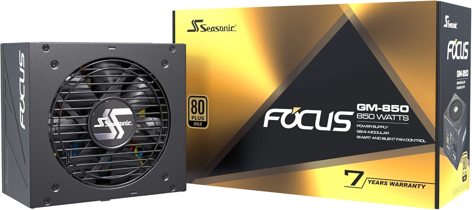 Focus SSR-850FM, 850W 80+ Gold, Semi-Modular, Fits All ATX Systems, Fan Control in Silent and Cooling Mode, 7 Year Warranty, Perfect Power Supply for Gaming and Various Application