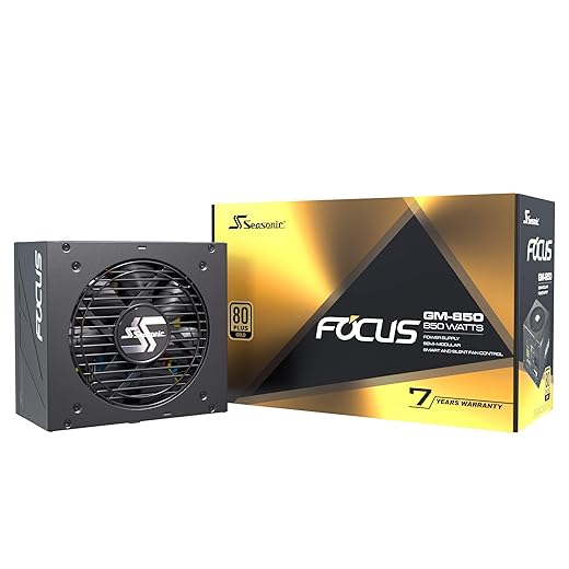Seasonic Focus SSR-850FM, 850W 80+ Gold, Semi-Modular, Fits All ATX Systems, Fan Control in Silent and Cooling Mode, 7 Year Warranty, Perfect Power Supply for Gaming and Various Application