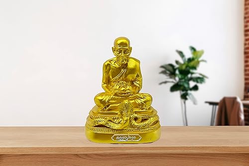 Miniatura 11 de BUDDHO Luang Pu Thuad Estatua de Buda dorada de 5 pulgadas de alto. Estatua budista tailandesa de San Buda tailandés, decoración del hogar, pequeño