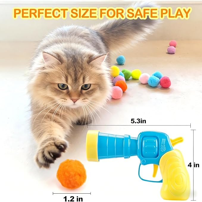 Set de juguetes interactivos para gatos con lanzador y 30 pelotas miniatura 4