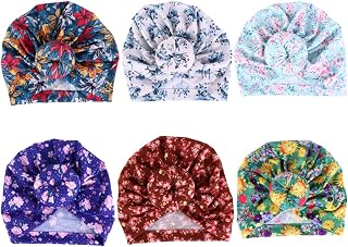 6 Peças de Turbante para Bebê Chapéus Florais Infantis Envolvimentos de Cabeça Com Nó de Pão Recém-Nascido Pom Pom Tiara de Berçário Boné para Bebês Crianças Meninos Meninas