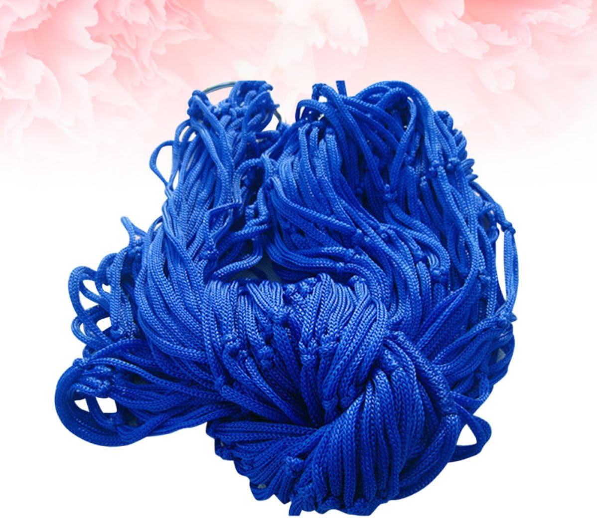 PRETYZOOM Portable Nylon Rope Mesh Hammock for Camping and Traveling, Breathable and Durable Blue Nylon Woven Hammock for Relaxing the Pool or Outdoor Hiking