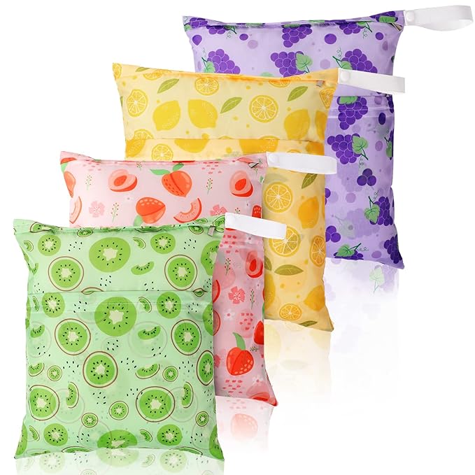 4 Pieces Waterproof Wet Bag Reusable Washable Wet Dry Bag