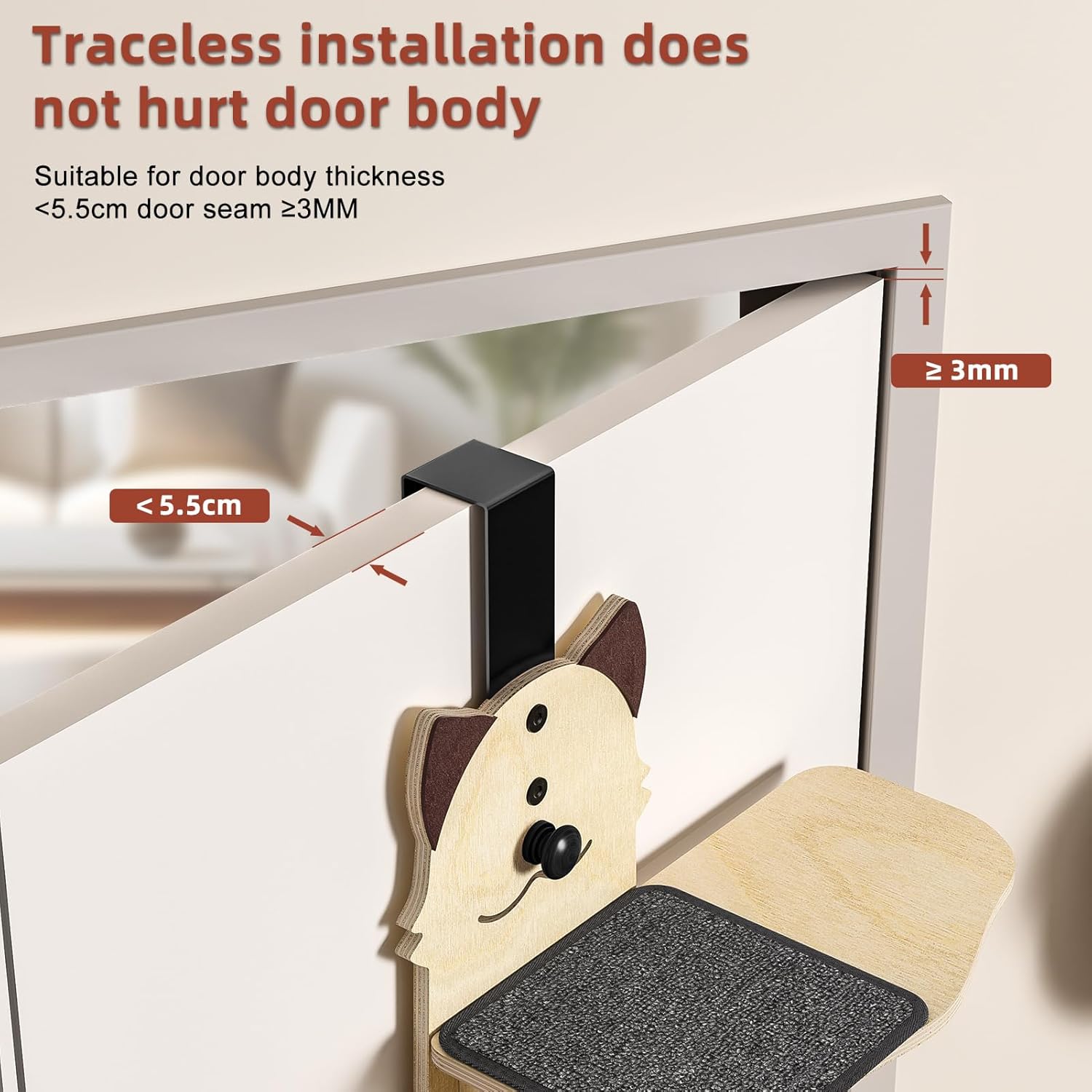 4-Tiers Over Door Cat Tree with Scratching Post & Tease Cat Ball, Door Hanging Cat Shelves with Plush Pads for Comfort, Cats Door Hanger for Indoor Cats' Climbing & Entertainment