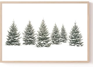 Winter Forest Canvas Abstract Trees Wall Art Rustic Landscape Pictures Snowy Forest Painting Evergreen Tree Artwork Winter Nature Poster Snow Scene Pictures Christmas Tree Painting 16x24in No Frame