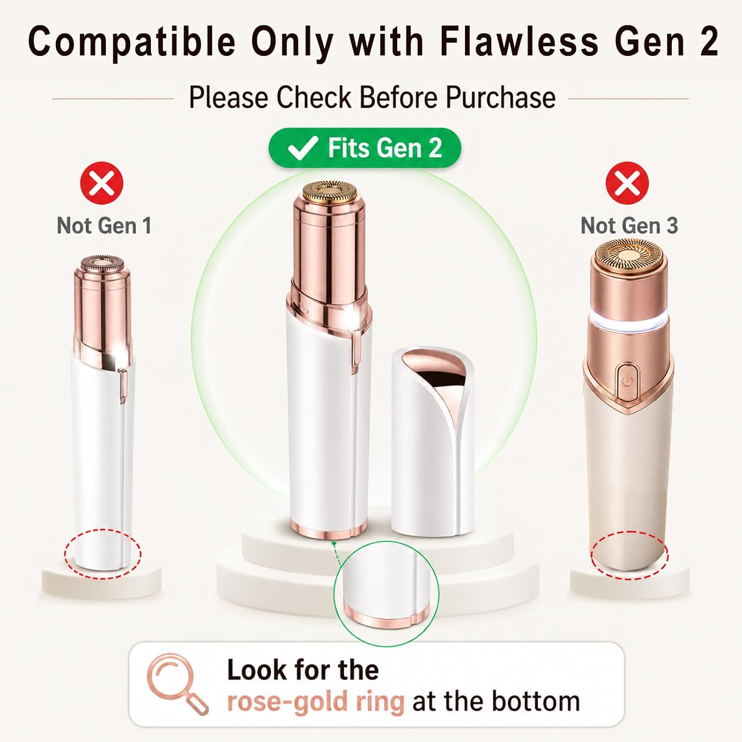 Replacement Heads for Flawless Generation 2, Compatible with Finishing Touch Flawless Facial Hair Remover for Women, Double Halo Gen 2 Replacement Blades, 6 Pack