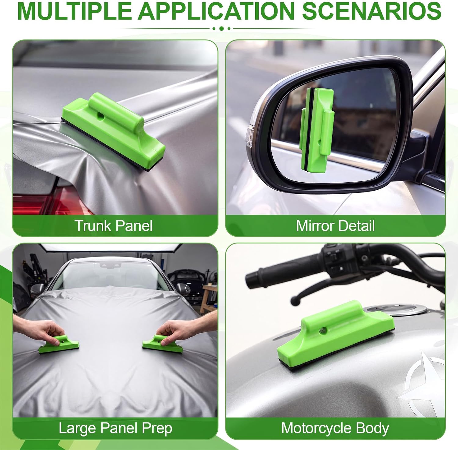 BBTO 4 Pack Vinyl Wrap Magnets for Cars Strong Magnetic Magnet Holder Auto Vinyl Wrap Strip Magnet Holder with Anti Scratch Buffer Tint Film and Sign Mark Graphics Positioning Tool (Green)