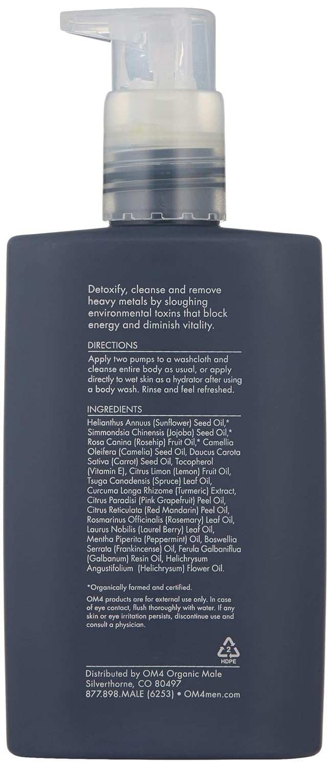 Organic Male OM4 Detox: Pollution & Environmental Protection Body Cleansing & Hydration Oil - Mens Bath and Bodycare that Purifies, Conditions, and Replenishes