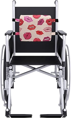 Miniatura 6 de Ambesonne Kiss - Almohada lumbar repetitiva con labios de mujer en tonos cálidos, cojín de respaldo suave para sillas de oficina con correas