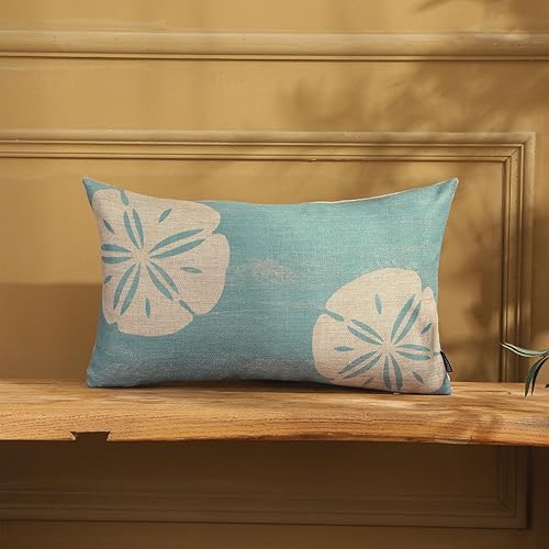 Miniatura 3 de TRENDIN Funda de almohada de playa de 12 x 20 pulgadas, decoración marina marina rectangular, funda de cojín de lino para sofá, decoración rústica
