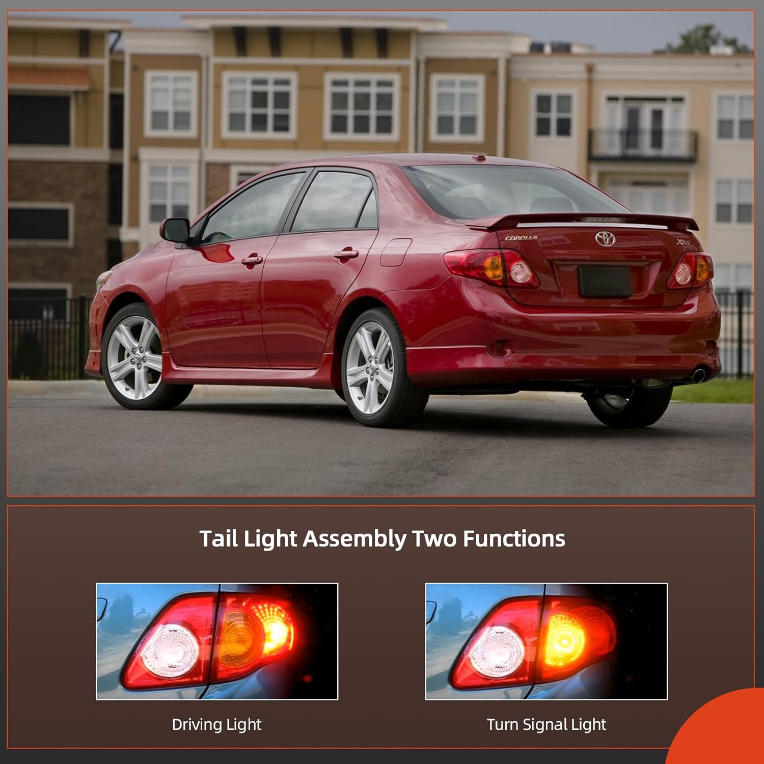 leaptrend Left Tail Light Assembly Rear Outer Lamp Compatible with 2009-2010 Toyota Corolla Driver Side Brake Light Replace 8156002460 TO2800175