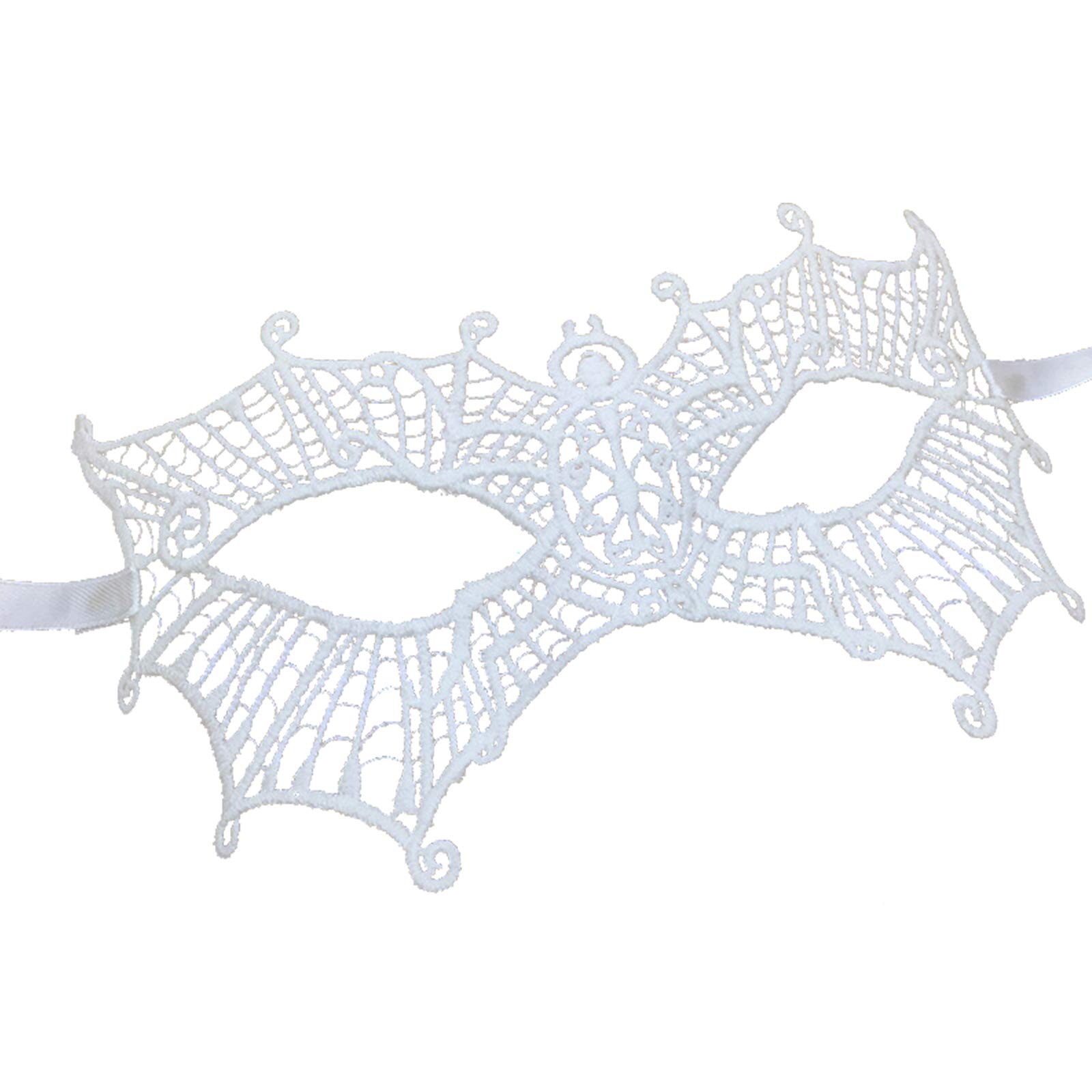 Jamron Women Elegant White Lace Eye Mask for Masquerade Halloween Party Prom Ball Carnival Dress Mask SN07830 Spider