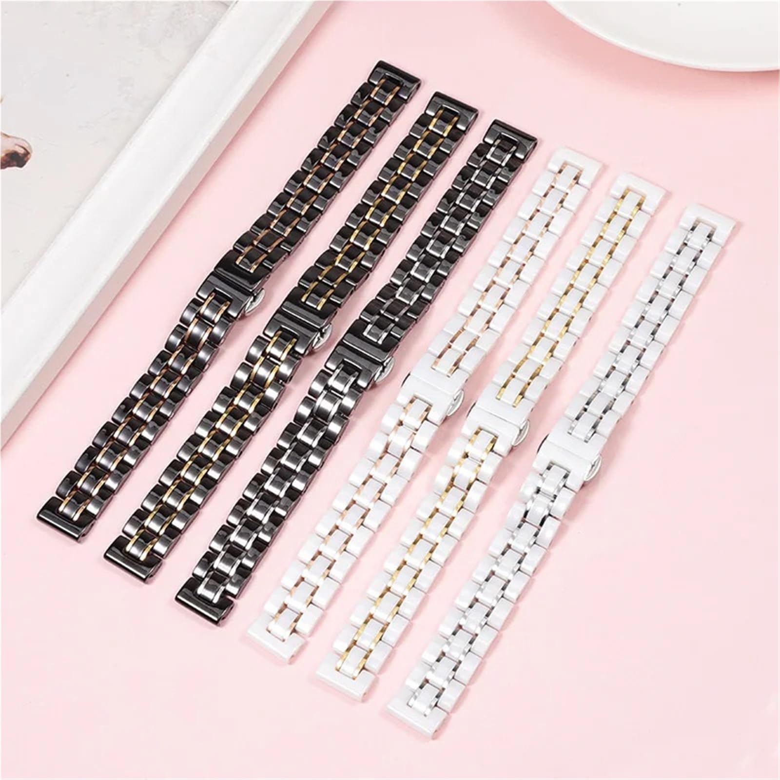 Ogólny ceramiczny pasek do zegarków mężczyźni kobiety łańcuszek do szybkiego zegarka ze stali nierdzewnej 14mm 16mm 18mm 20mm 22mm pasek sportowy
